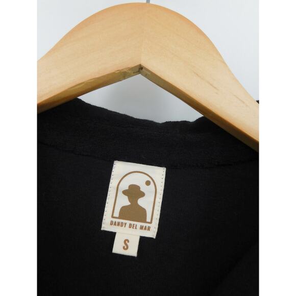 Dandy Del Mar Women's Black Button Down Terry Cloth Mini Shirt Dress Size Small - Picture 3 of 5